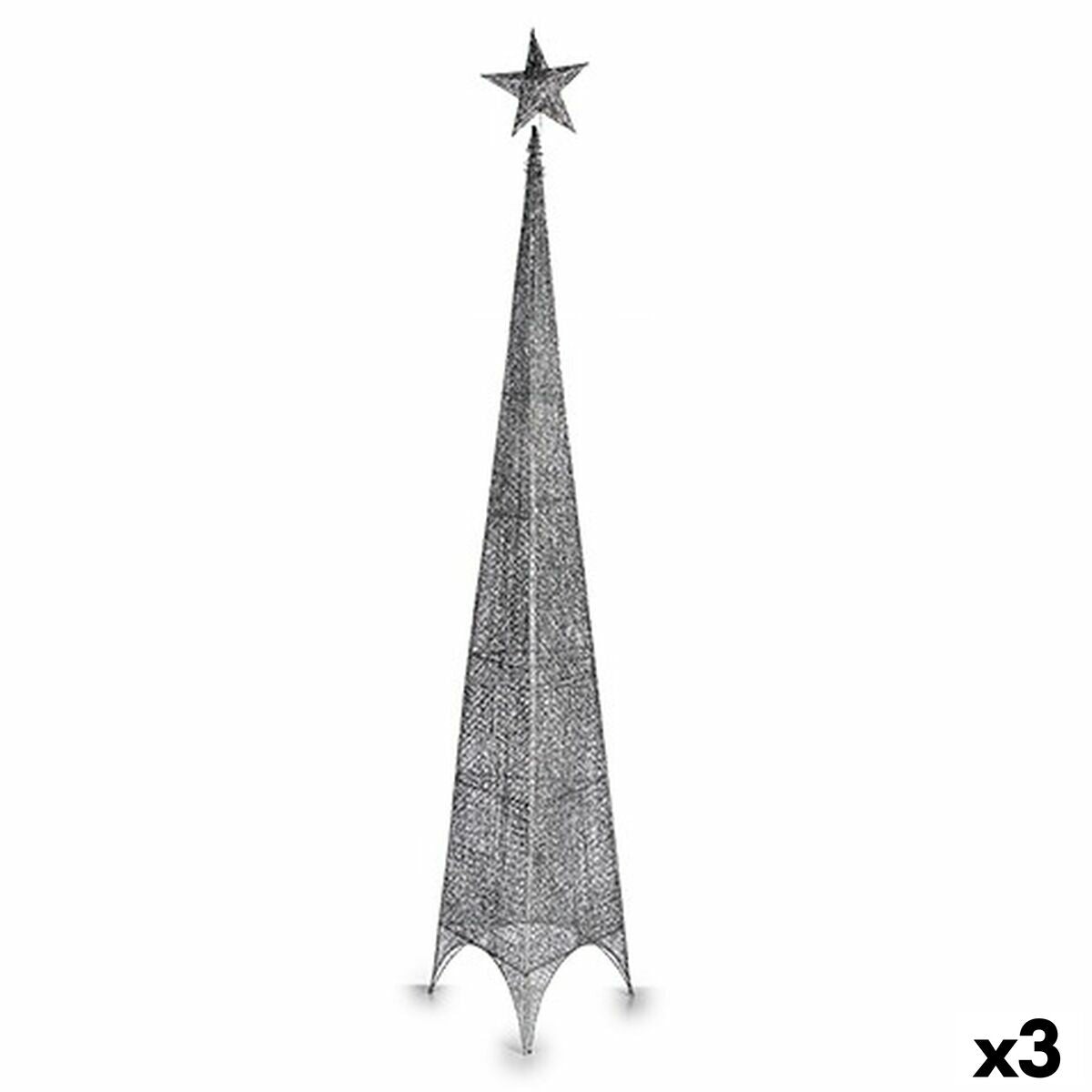 Krist+ 00160 Silver Metal Plastic Star Tower Christmas Tree 42 x 218 x 42 cm (3 Units)