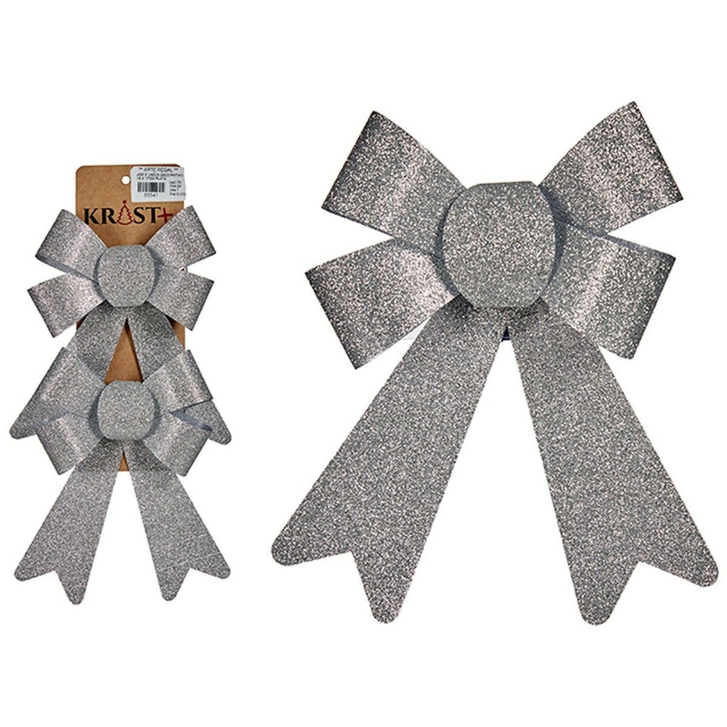 Krist+ 65547 Silver PVC Christmas Decoration Set 15 x 2 x 18 cm Bow (24 Units)