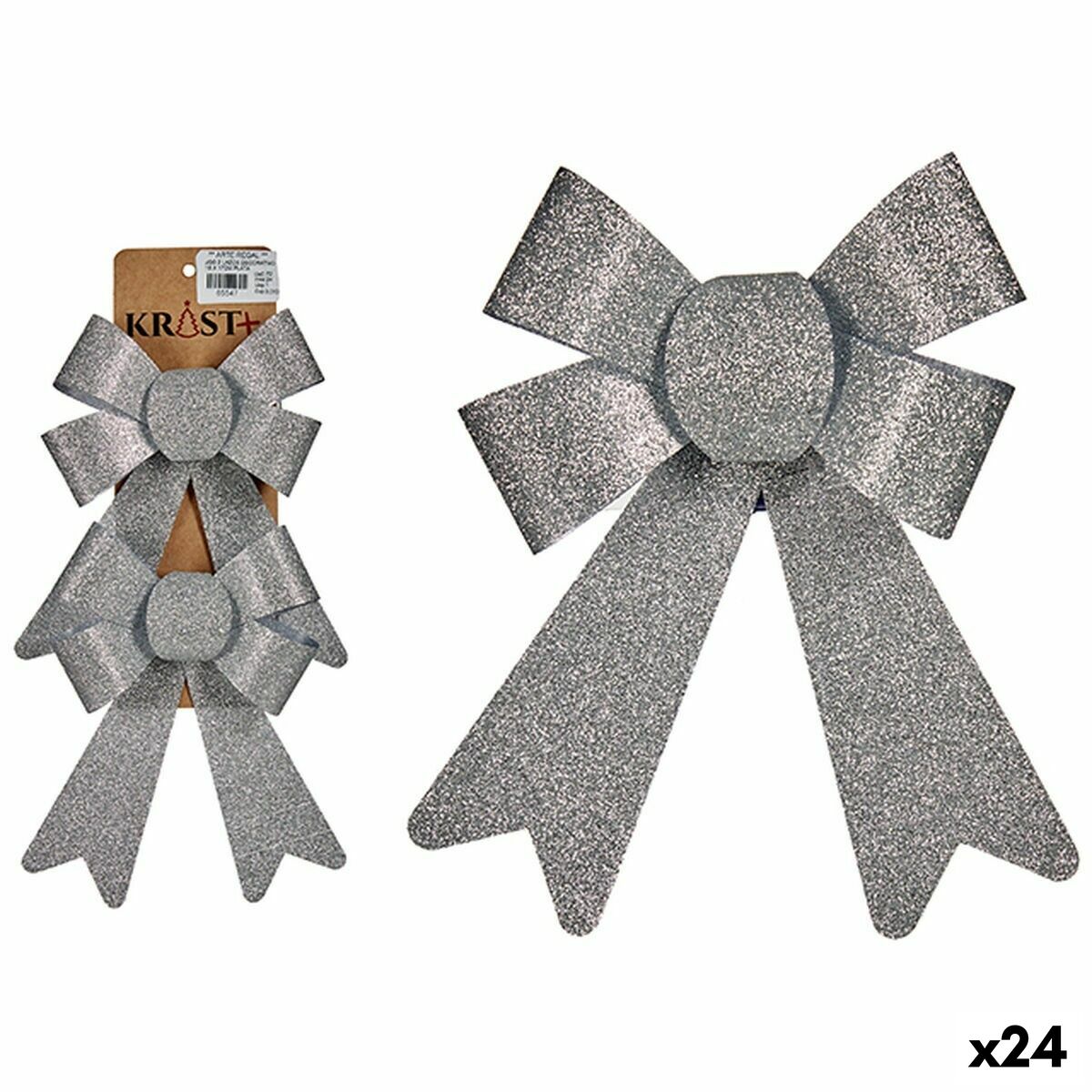 Krist+ 65547 Silver PVC Christmas Decoration Set 15 x 2 x 18 cm Bow (24 Units)