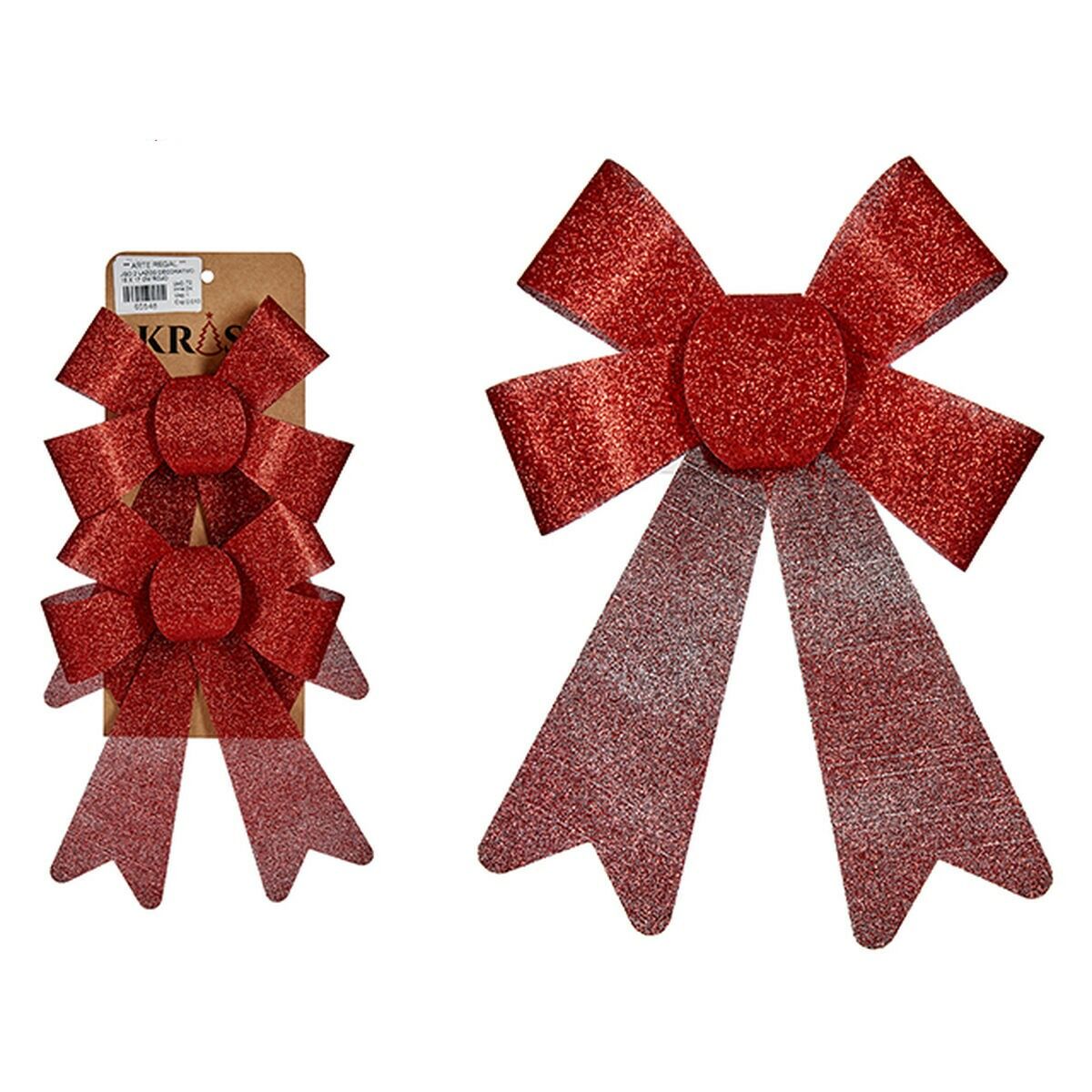 Krist+ 65548 Red PVC Christmas Decoration Set 15 x 2 x 17 cm Bow (24 Units)