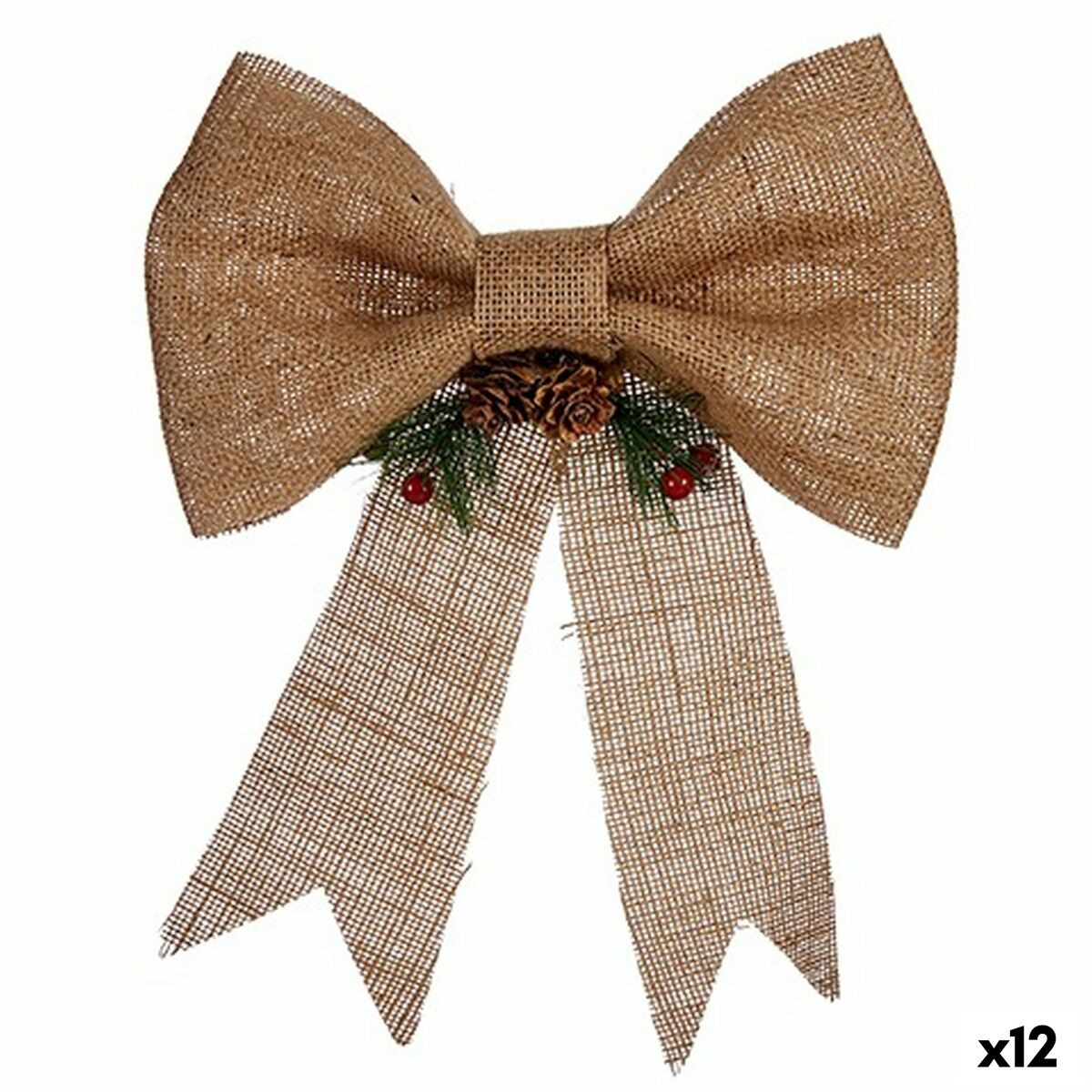 Christmas Ornament Krist+ 65584 Brown Red Green Natural Fiber 24 x 5 x 34 cm Ribbon (12 Units)