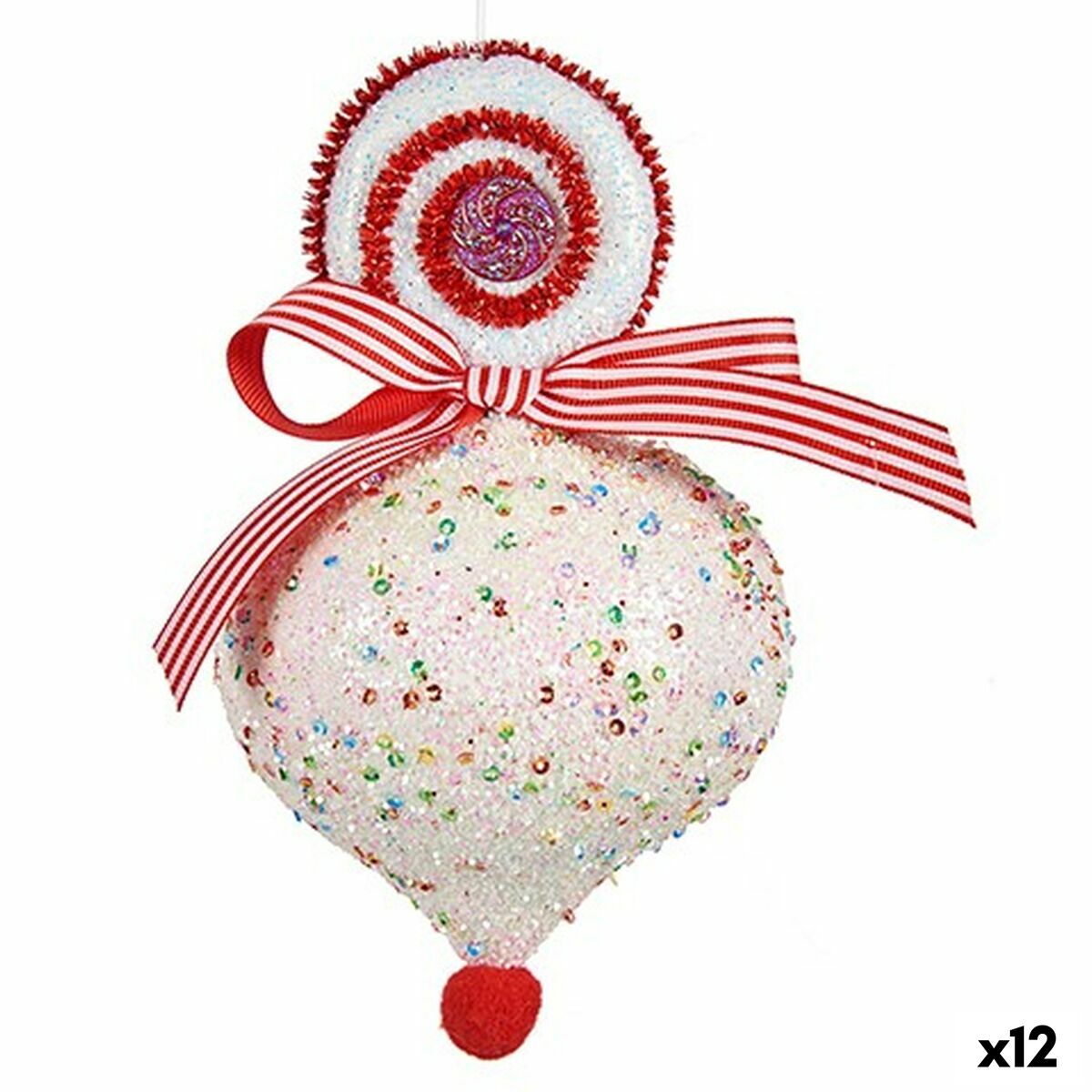 Christmas Ornament Krist+ 64814836 White Red Teardrop 11 x 17 x 11 cm (12 Units)