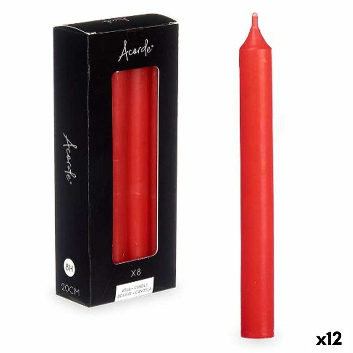 Conjunto de Velas Acorde 126-C-AR Vermelho 2 x 2 x 20 cm (12 Unidades)