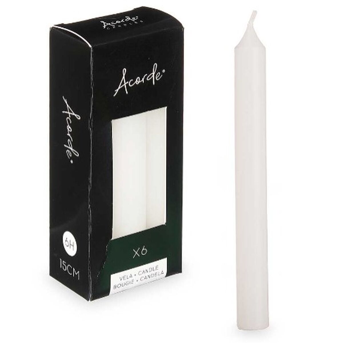 Conjunto de Velas Acorde 123-A-AR Branco 2 x 2 x 15 cm (12 Unidades)