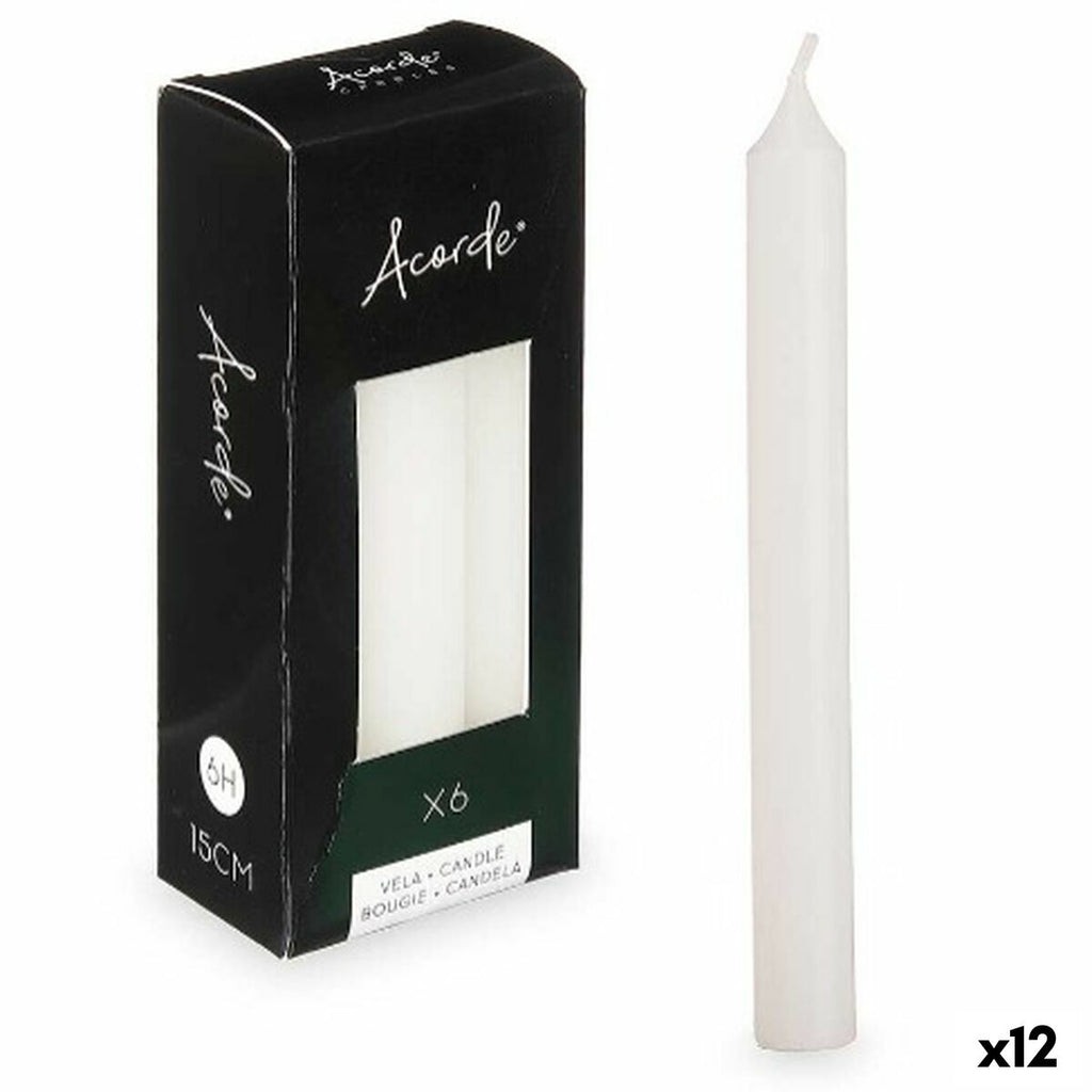 Conjunto de Velas Acorde 123-A-AR Branco 2 x 2 x 15 cm (12 Unidades)