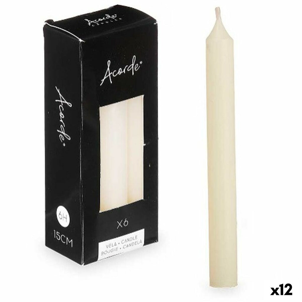 Conjunto de Velas Acorde 123-B-AR Creme 2 x 2 x 15 cm (12 Unidades)