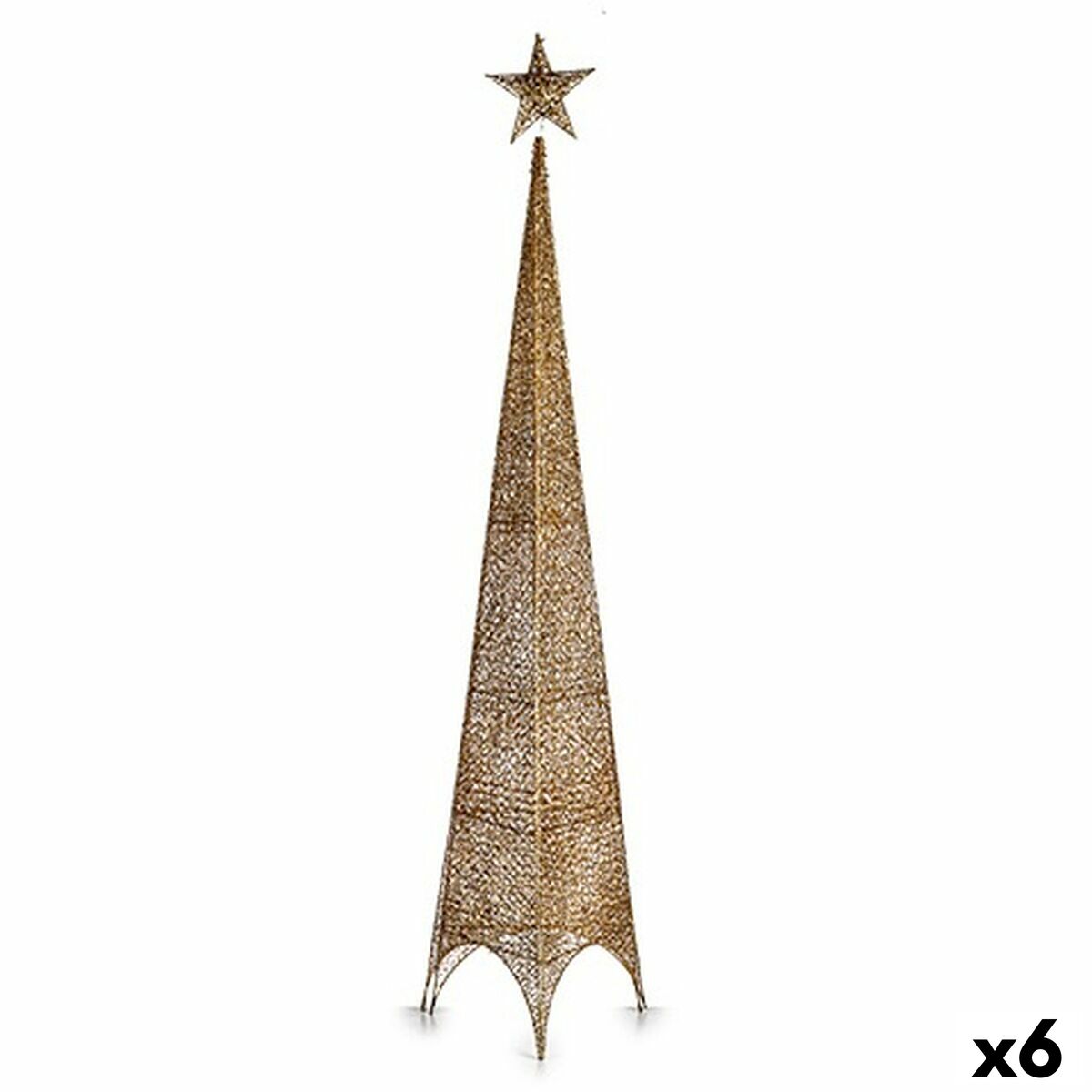 Krist+ 148 Gold Metal Plastic Star Tower Christmas Tree 34 x 154 x 34 cm (6 Units)