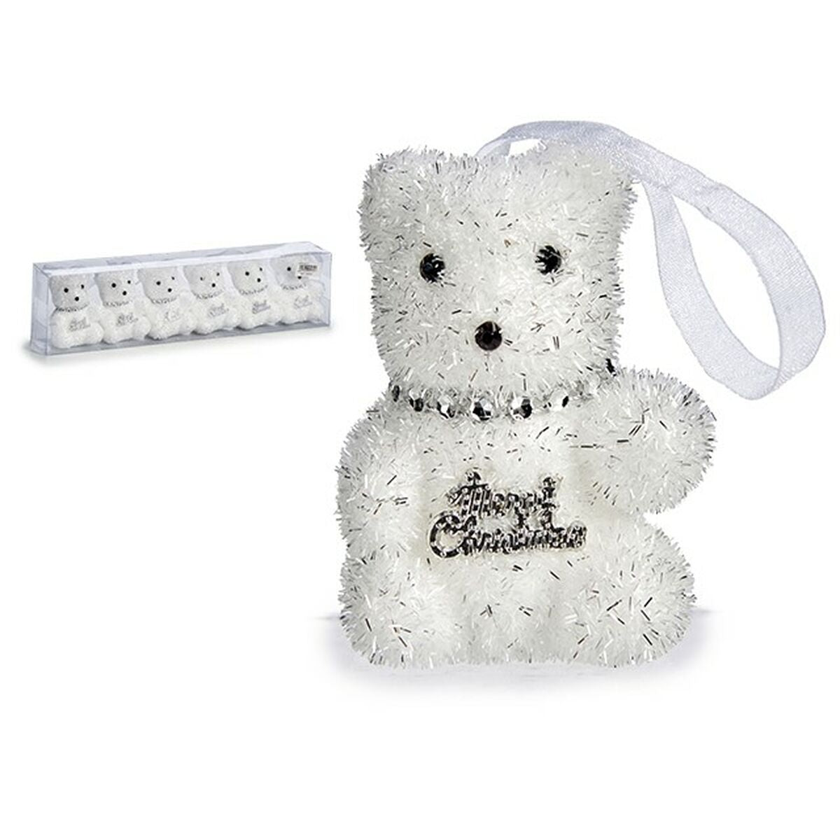 Krist+ 00534 White Silver Bear Christmas Decoration Set 5.5 x 7 x 5.5 cm (12 Units)