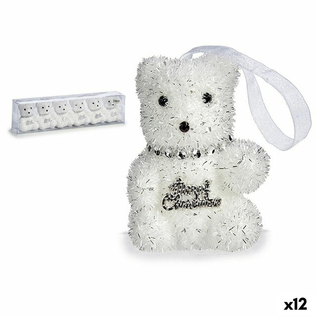 Krist+ 00534 White Silver Bear Christmas Decoration Set 5.5 x 7 x 5.5 cm (12 Units)