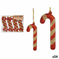 Christmas Decoration Set, Sticks, 8 Pieces, Red and Gold, Plastic, 6.5 x 1 cm (24 Units)