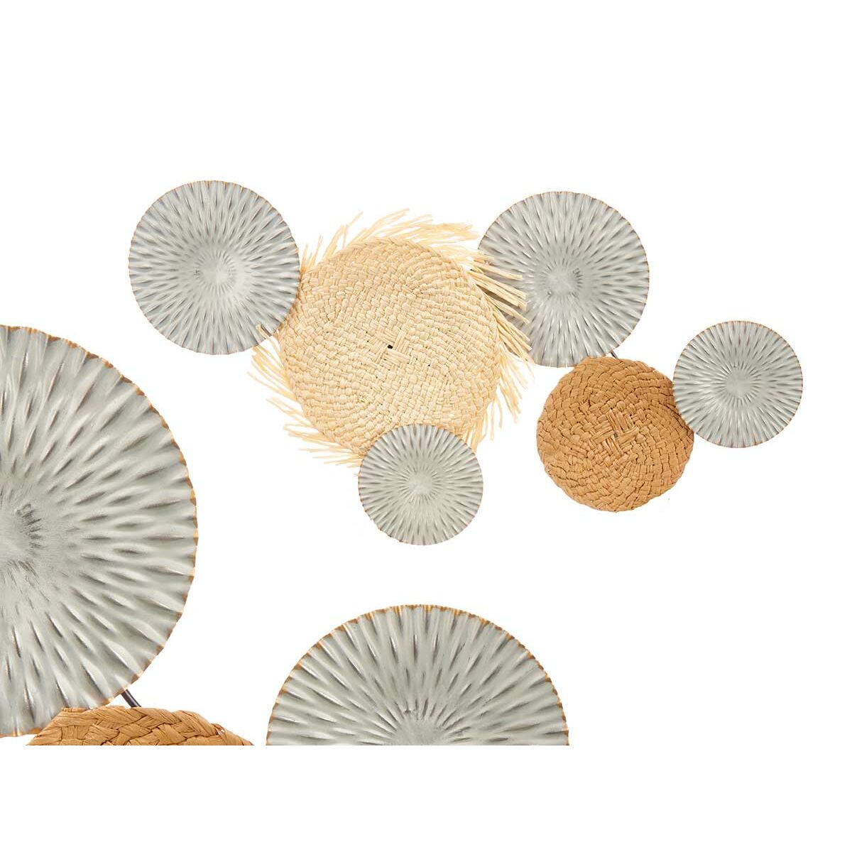 Decoração de Parede 23SMB1537 Castanho Cinzento Metal 76,8 x 4,4 x 50,2 cm (4 Unidades)