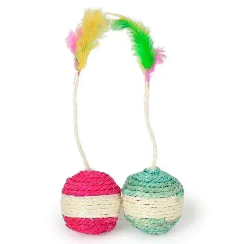 Interactive Cat Scratching Ball Toy with Sisal Feather for Kittens – Training Pet Supplies (1pc)