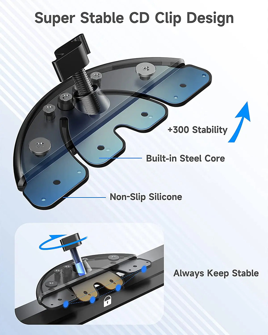 17mm Ball Accessories Car CD Slot Mount Holder Bracket Adjustable Tablet Phone Pad Stand