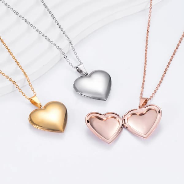Personalized Heart Photo Locket Necklace – Pet Memorial or Gift Keepsake | Stainless Steel Engraving