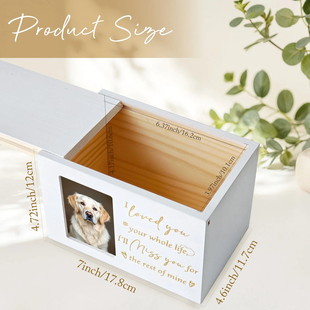 Wooden Pet Memorial Urn with Photo Frame - Dog Memorial Keepsake
