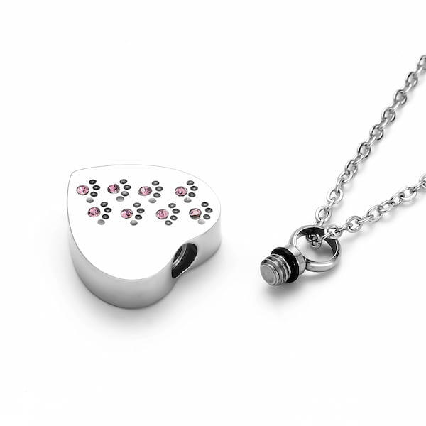 Pet Paw Print Urn Necklace – Stainless Steel Memorial Jewelry for Ashes with Funnel & Chain