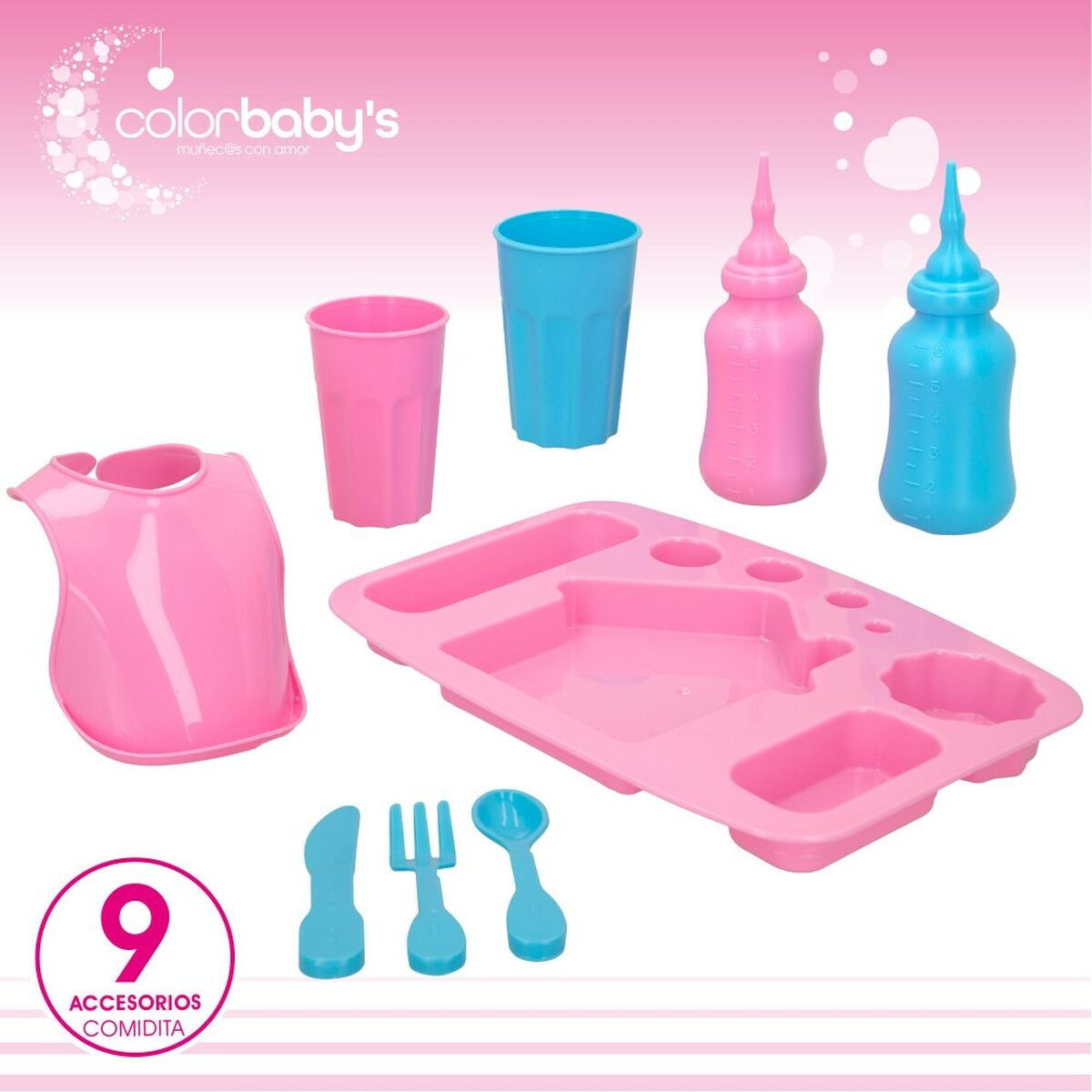 Accesorios para muñecas Colorbaby, Set para muñecas bebé, 15 piezas, 20 x 2 x 15 cm, 12 unidades