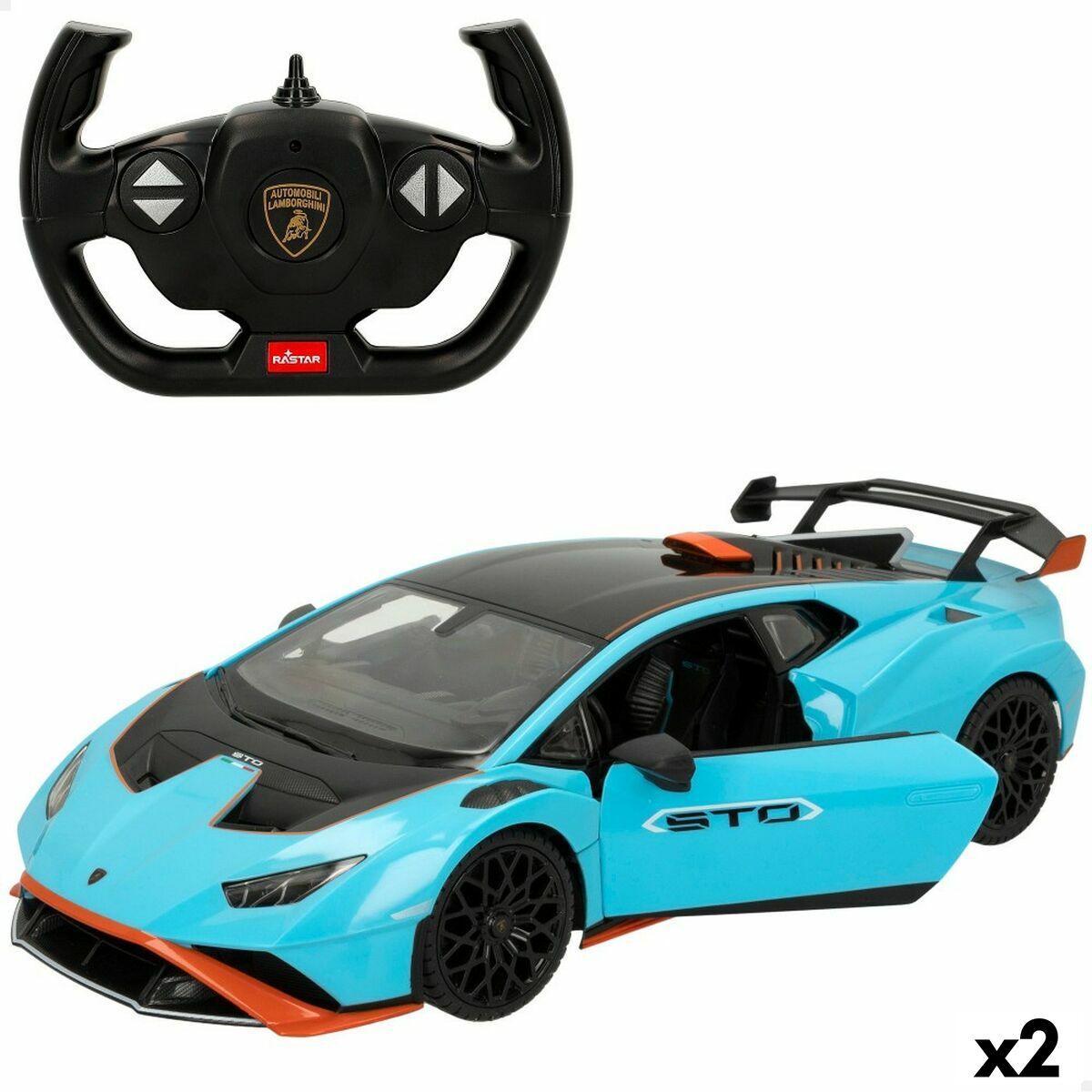 Carro Rádio Controlo Lamborghini Huracán STO Azul 1:14 (2 Unidades)