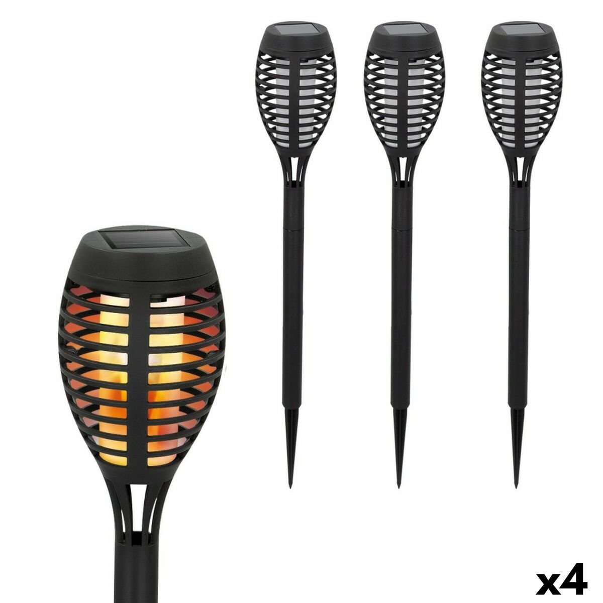 Aktive Plastic Solar Garden Torch Set 7.5 x 50 x 7.5 cm (4 Units)