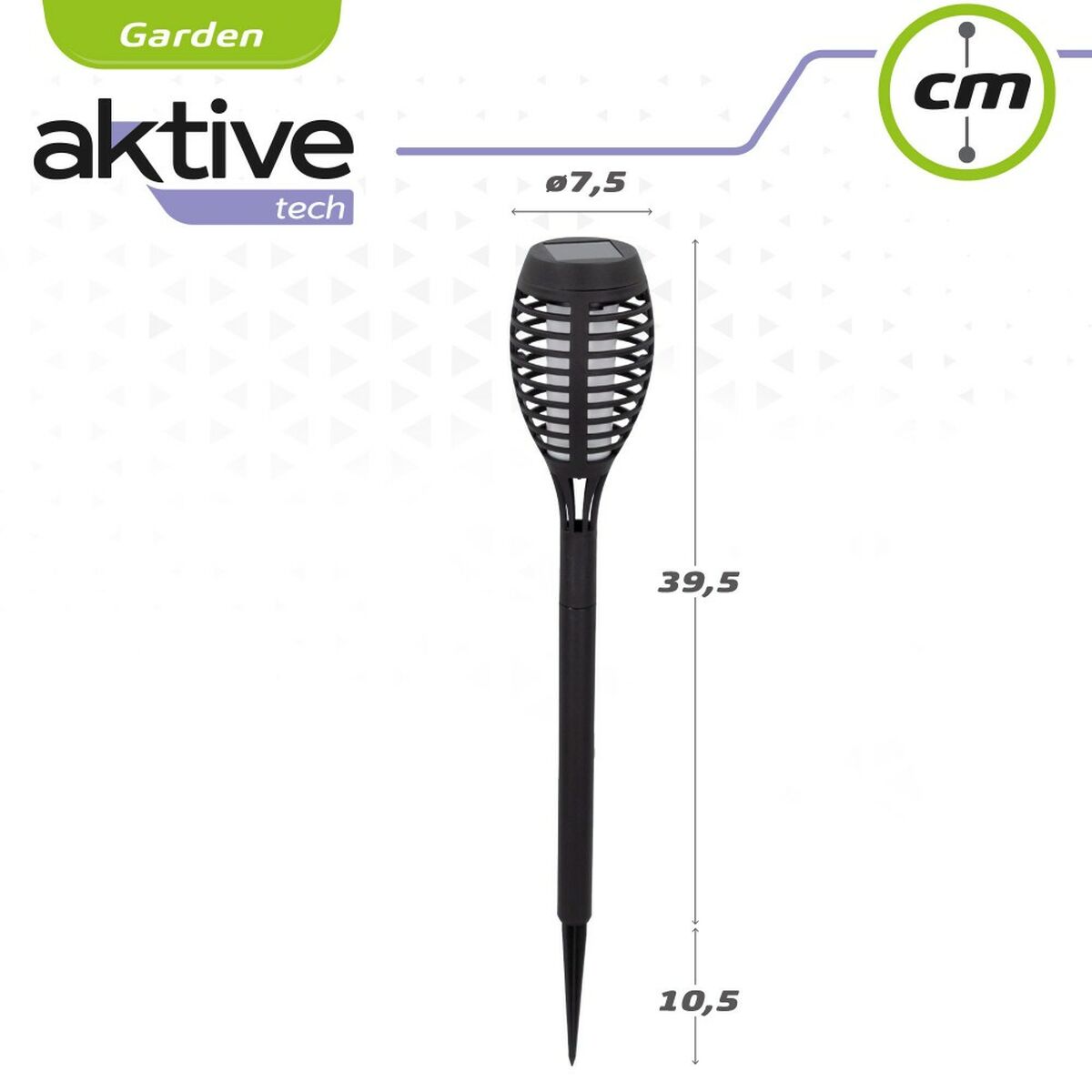 Juego de antorchas solares de plástico Aktive para jardín, 7,5 x 50 x 7,5 cm (4 unidades)