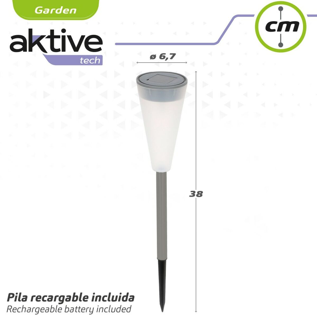 Aktive Solar Garden Stake, Plastic, 6.7 x 39 x 6.7 cm (24 Units)