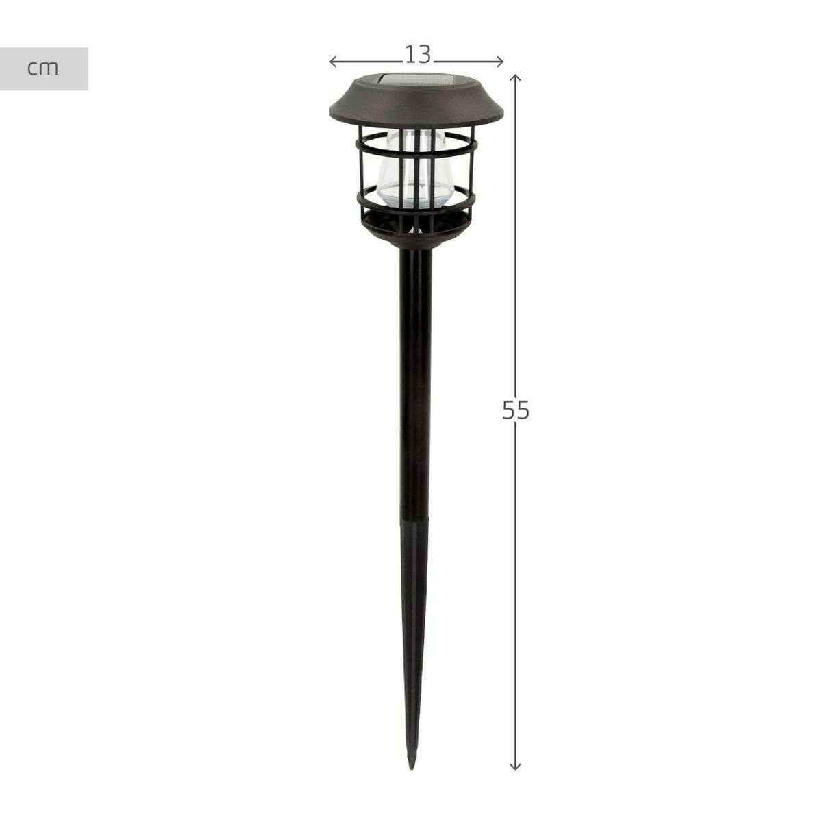 Juego de 2 estacas solares para jardín Aktive, acero inoxidable y plástico, 13 x 55 x 13 cm (4 unidades)