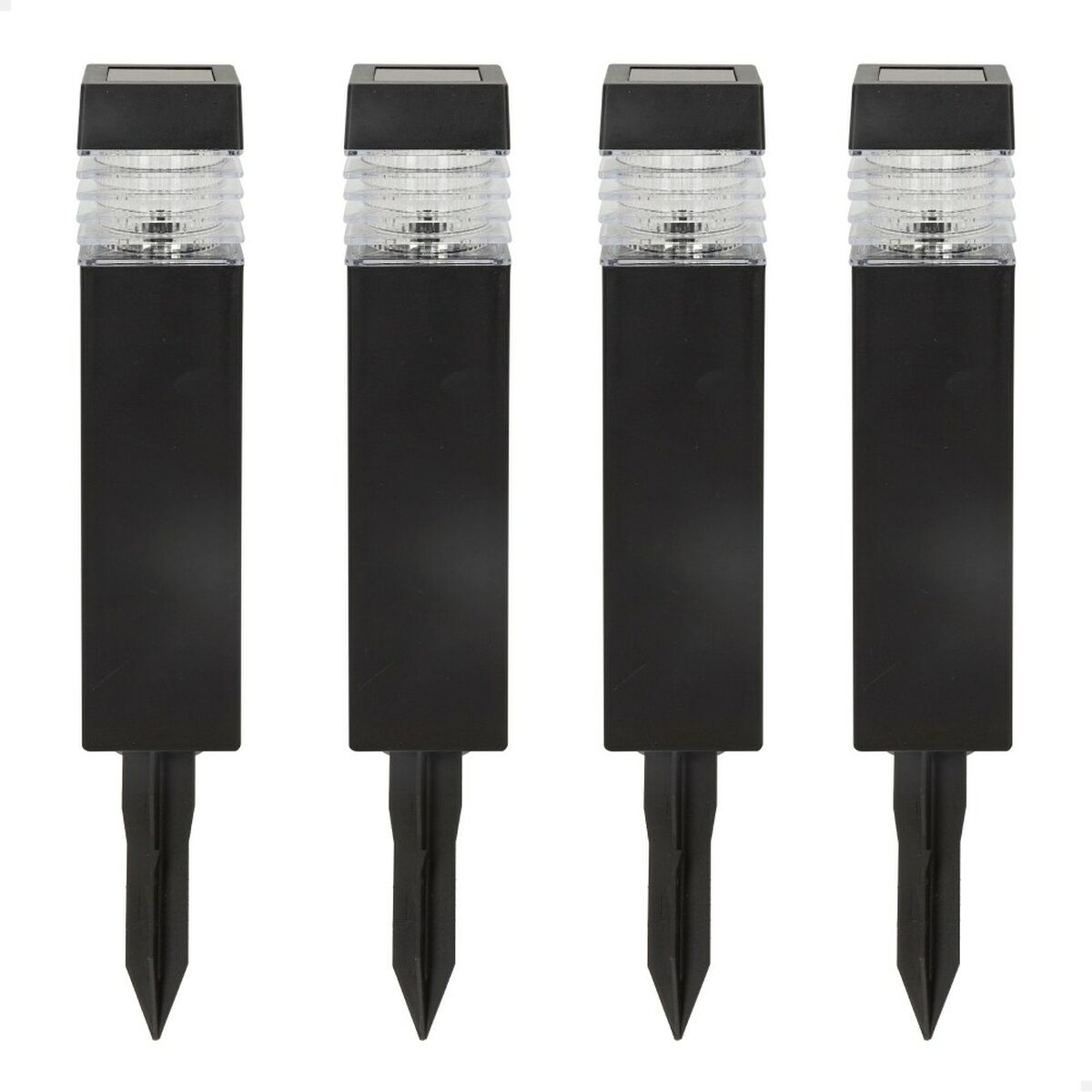 Juego de 4 estacas solares para jardín Aktive, plástico, 6 x 39,5 x 6 cm (4 unidades)