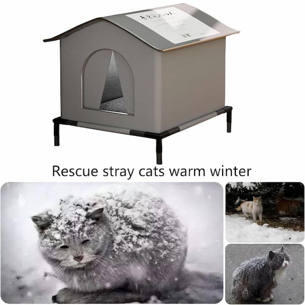 Outdoor Winter Cat Shelter – Waterproof Warm House with Night Glow Safety