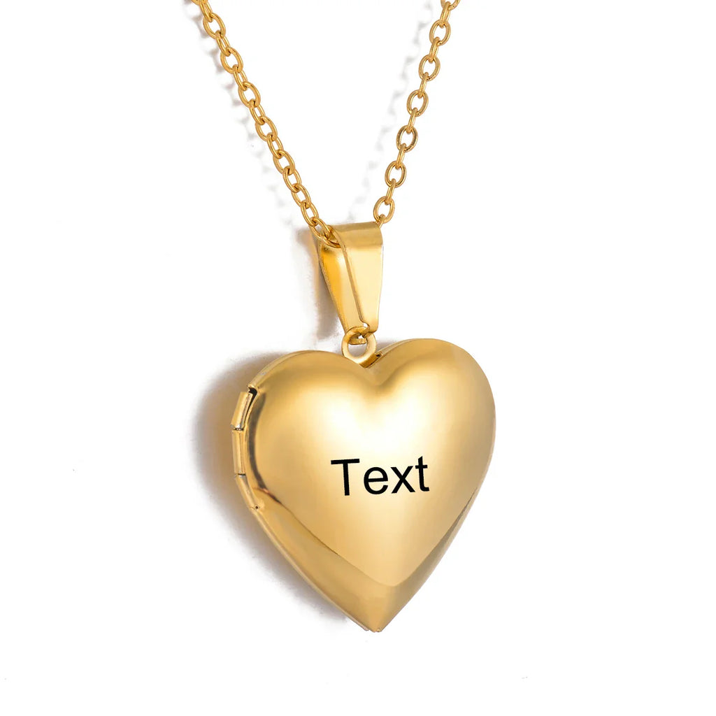 Personalized Heart Photo Locket Necklace – Pet Memorial or Gift Keepsake | Stainless Steel Engraving