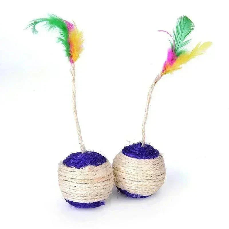 Interactive Cat Scratching Ball Toy with Sisal Feather for Kittens – Training Pet Supplies (1pc)