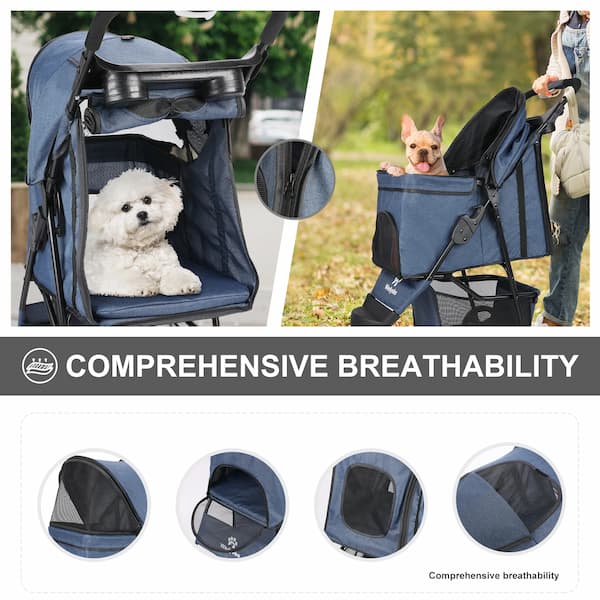 Luxury 3-Wheel Pet Stroller – Foldable Dog & Cat Pushchair with Storage Basket