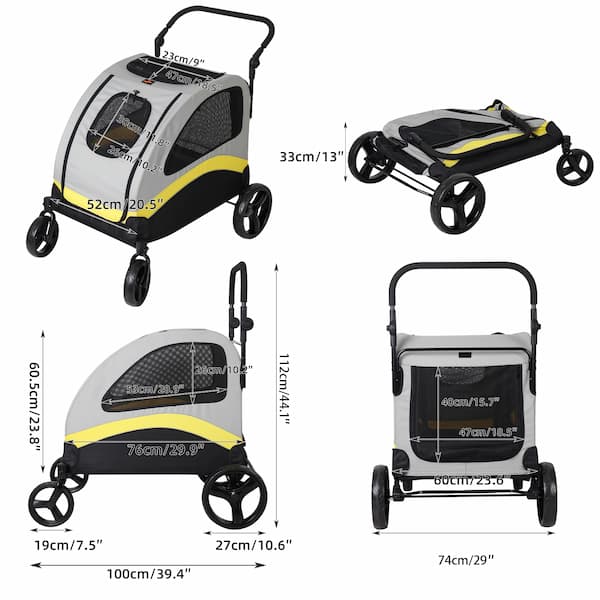 Ultra Large Dog Stroller – Heavy-Duty 4-Wheel Pet Jogger for Medium & Large Dogs (55kg Capacity)