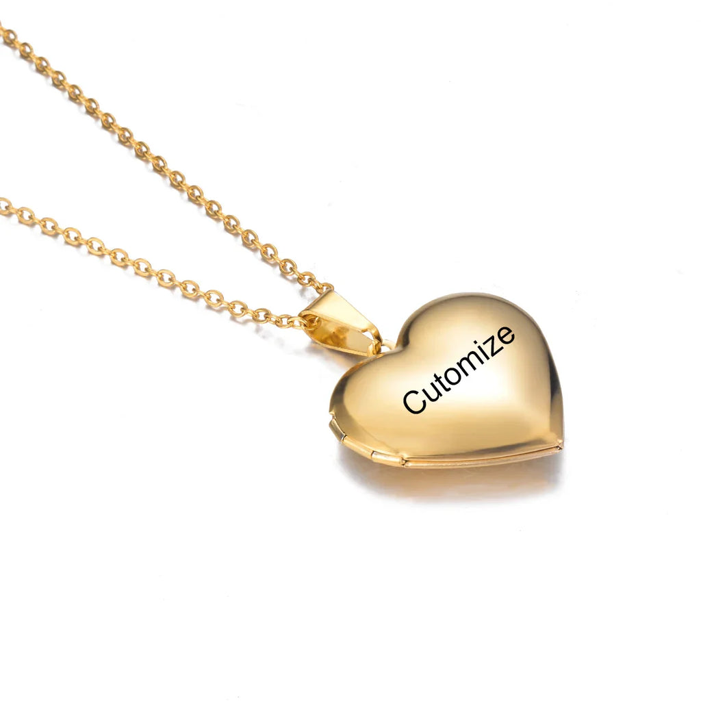 Personalized Heart Photo Locket Necklace – Pet Memorial or Gift Keepsake | Stainless Steel Engraving