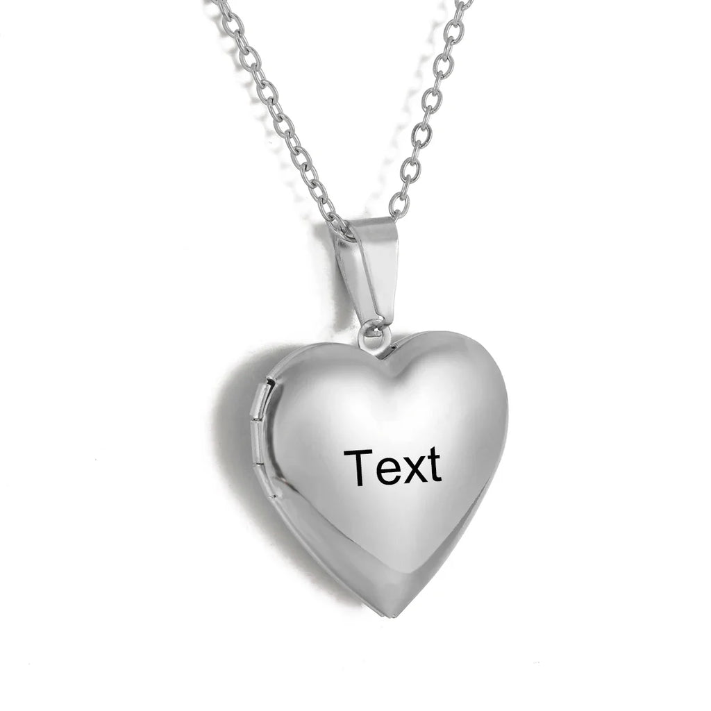 Personalized Heart Photo Locket Necklace – Pet Memorial or Gift Keepsake | Stainless Steel Engraving