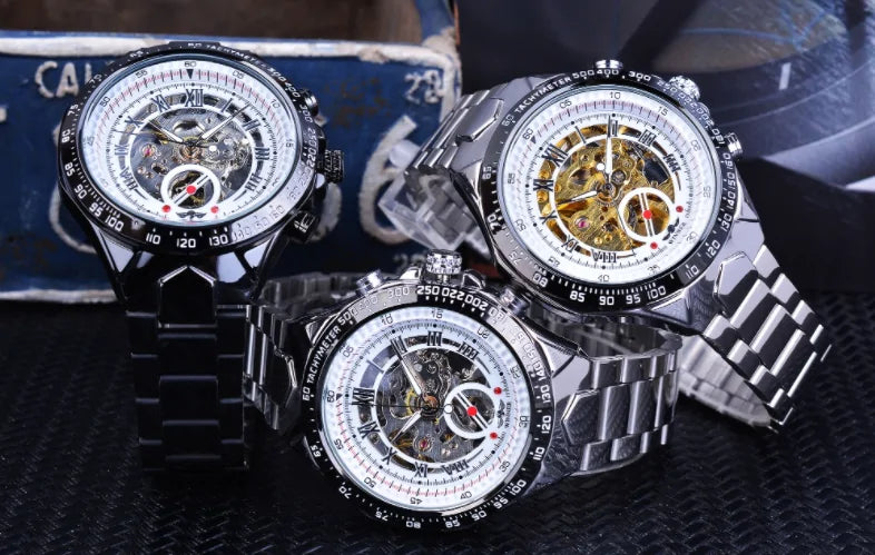 Men's gold mechanical watch