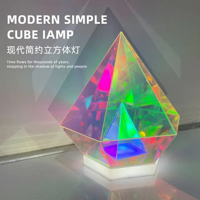 3D Pyramid Bedroom Decoration RGB Atmosphere Night Light