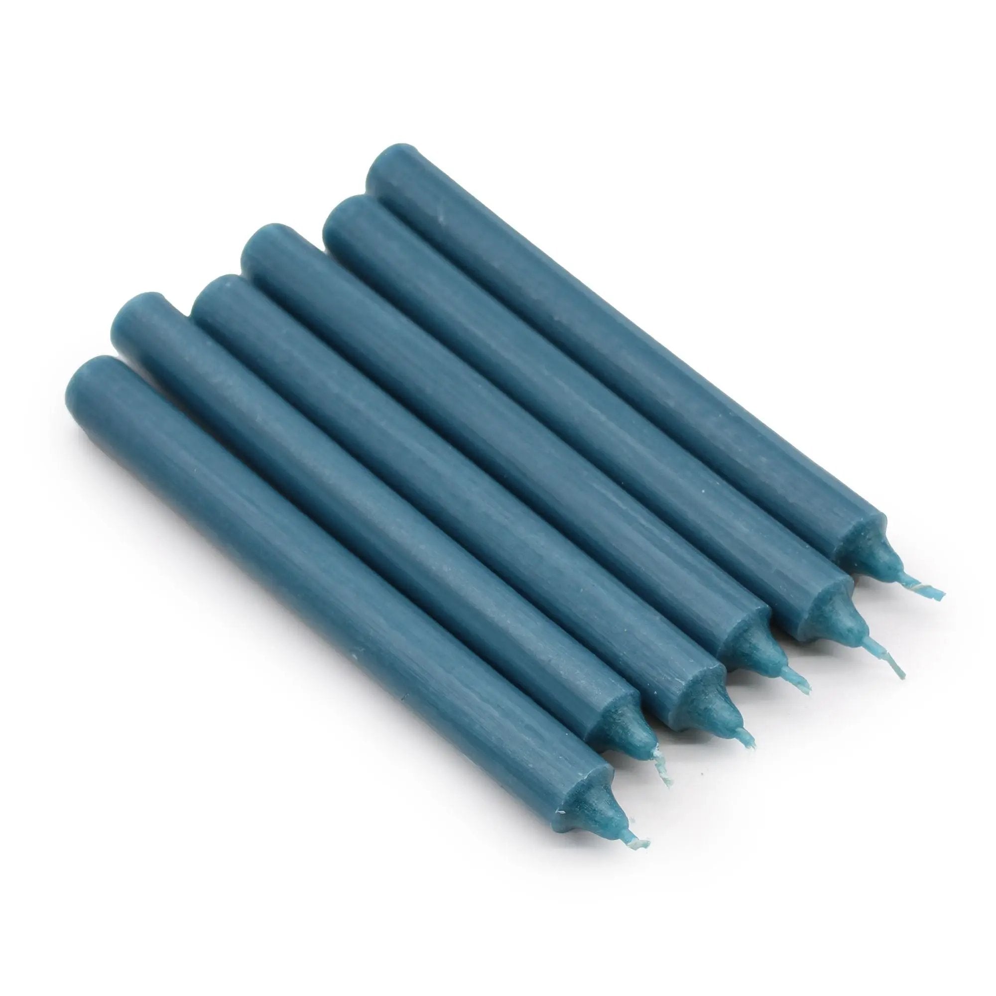 Velas de Mesa de Color Sólido - Pack de 21 - Teal Rústico