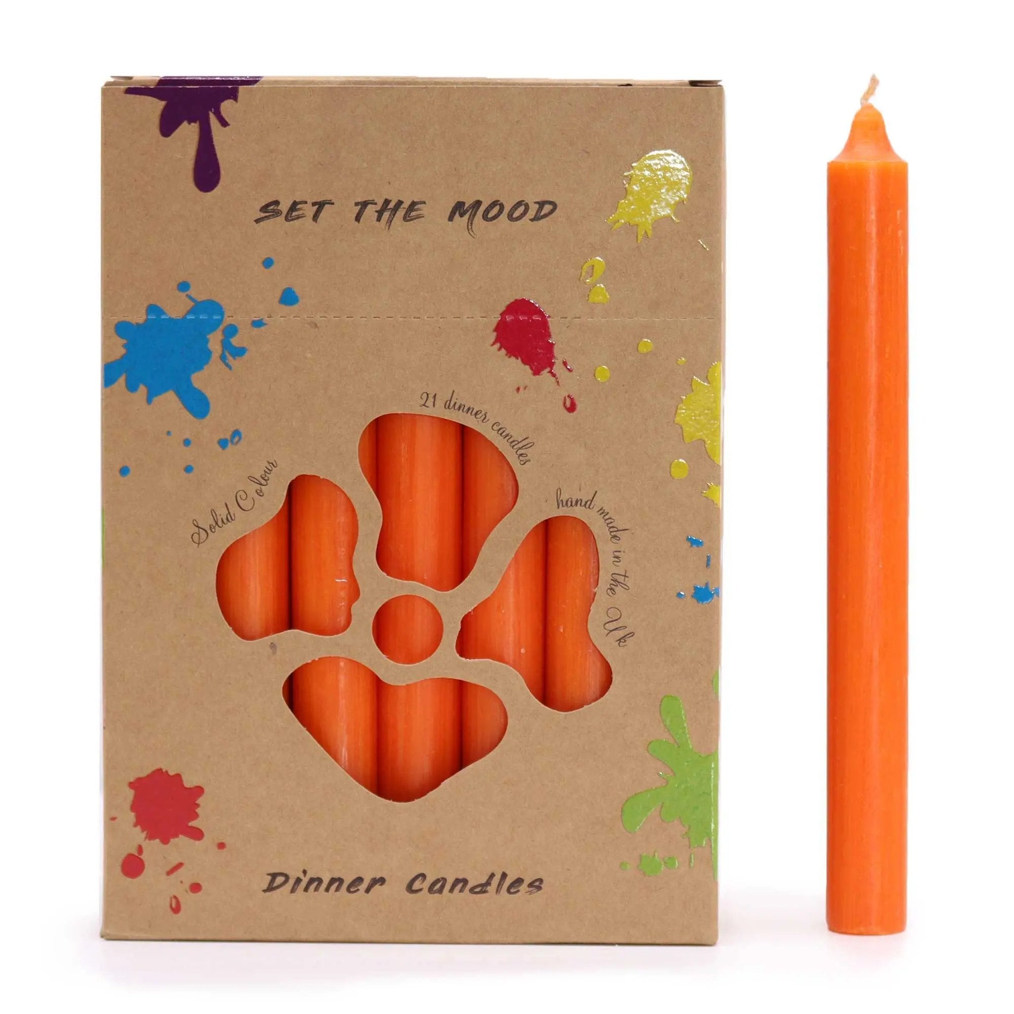 Velas de Mesa de Cor Sólida - Pack de 21 - Laranja Rústico