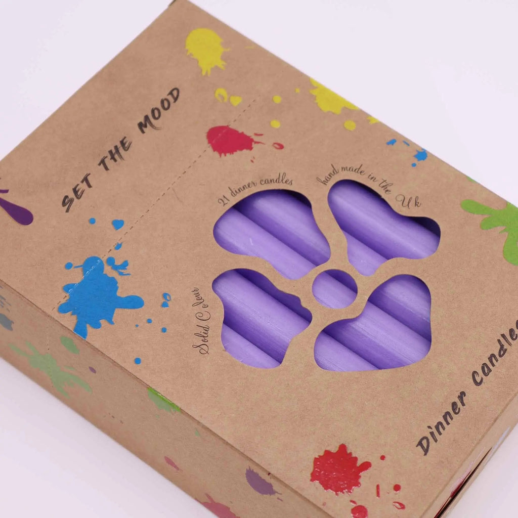 Velas de Mesa de Cor Sólida - Pack de 21 - Lilás Rústico