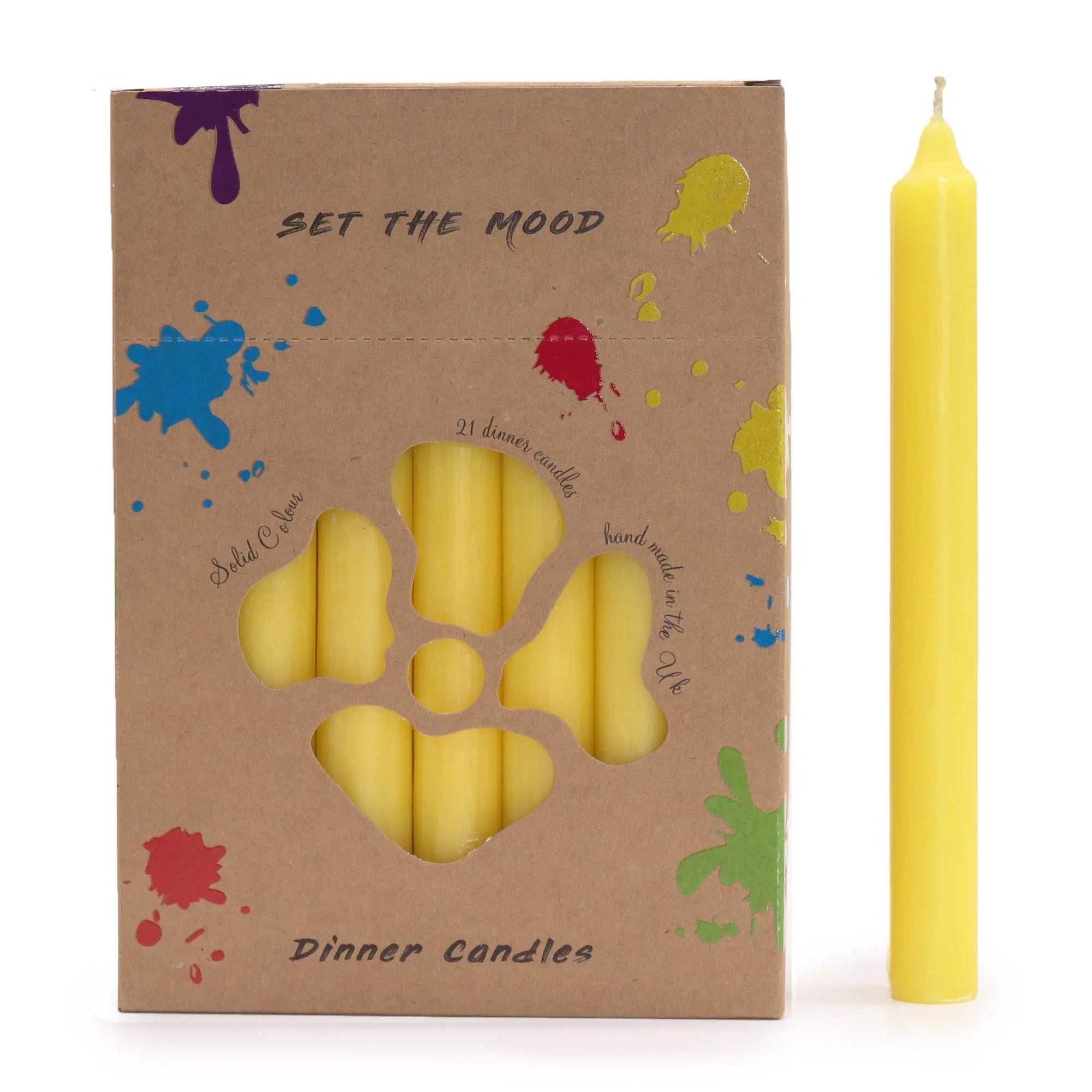 Velas de Mesa de Cor Sólida - Pack de 21 - Limão Rústico