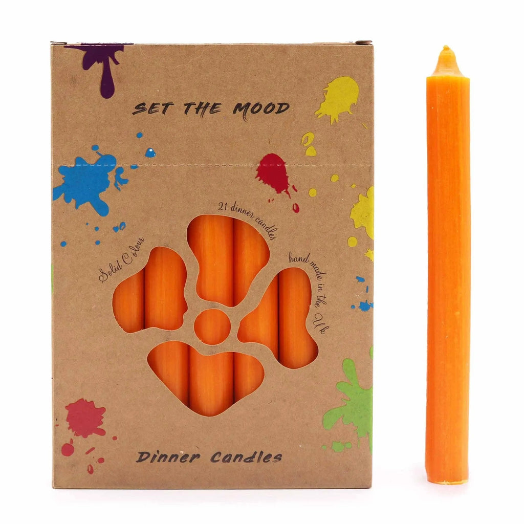 Velas de Mesa de Cor Sólida - Pack de 21 - Mango Rústico