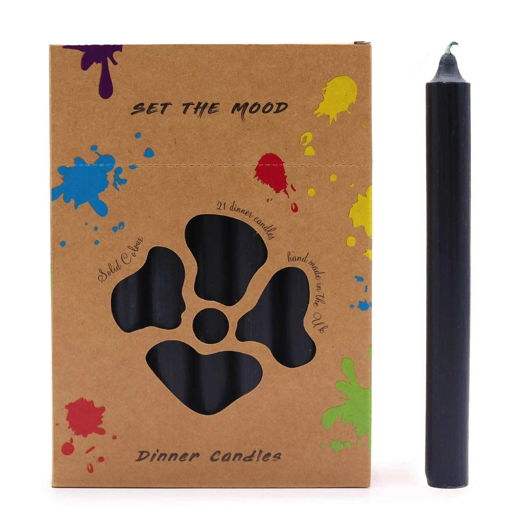 Velas de Mesa de Cor Sólida - Pack de 21 - Negro Rústico