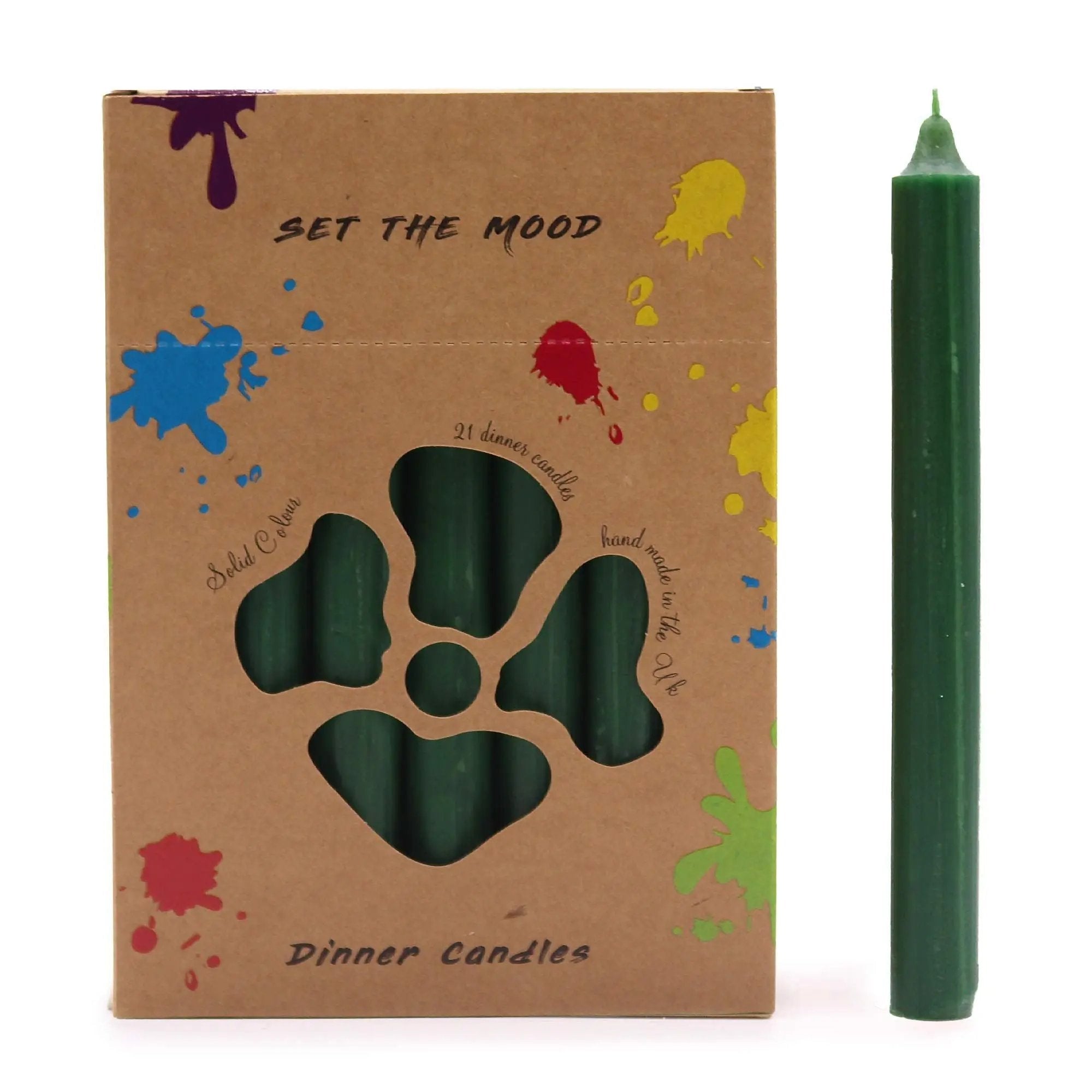 Velas de Mesa de Cor Sólida - Pack de 21 - Verde Rústico