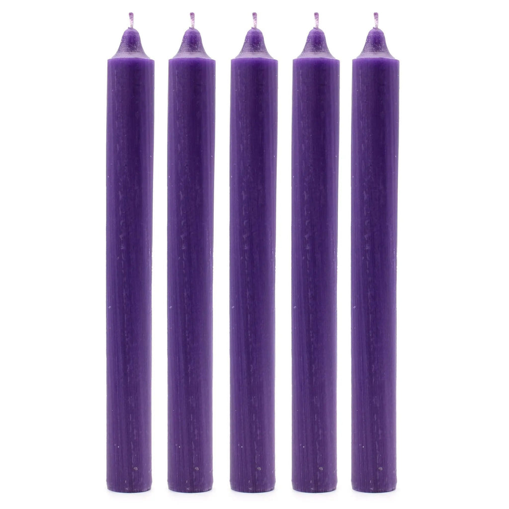 Velas de Mesa de Cor Sólida - Pack de 21 - Violeta Rústico