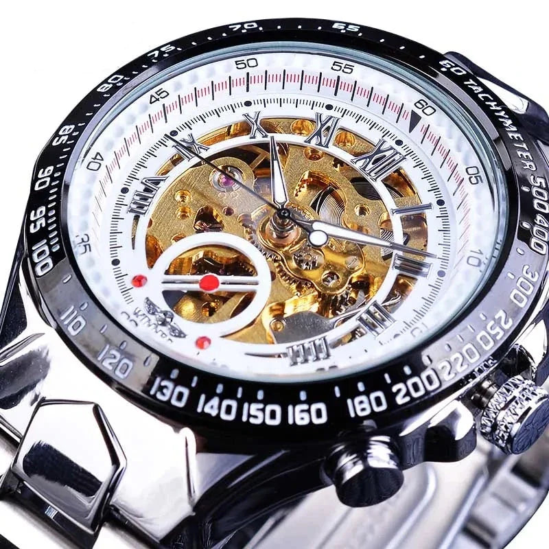 Men's gold mechanical watch
