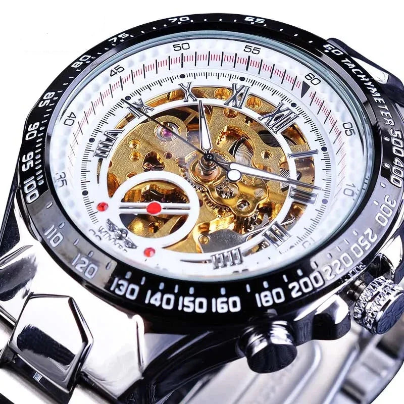 Men's gold mechanical watch