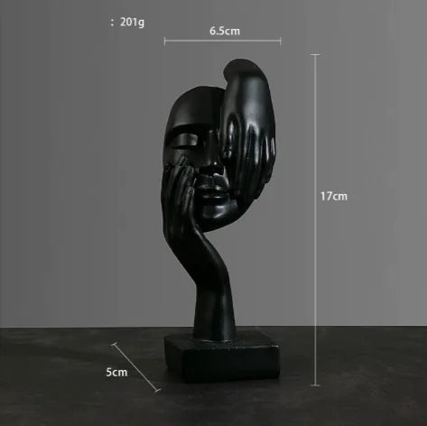 Abstract Face & Hand Resin Sculpture – Modern Home Décor Accent