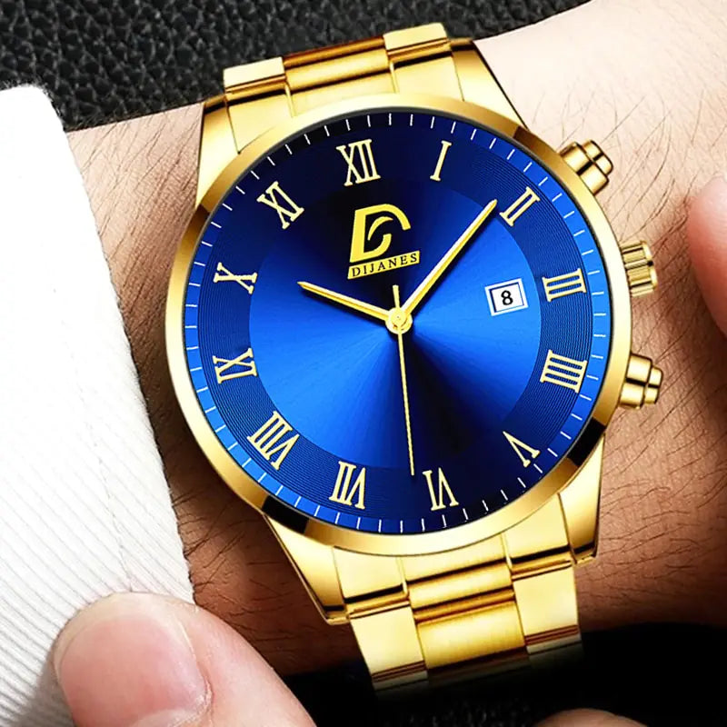 Men's Gold and Blue Watch