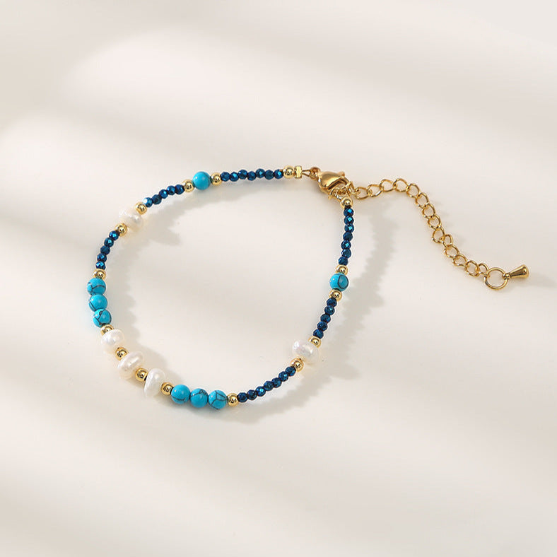 Pulseira de Pérola e Pedra Natural