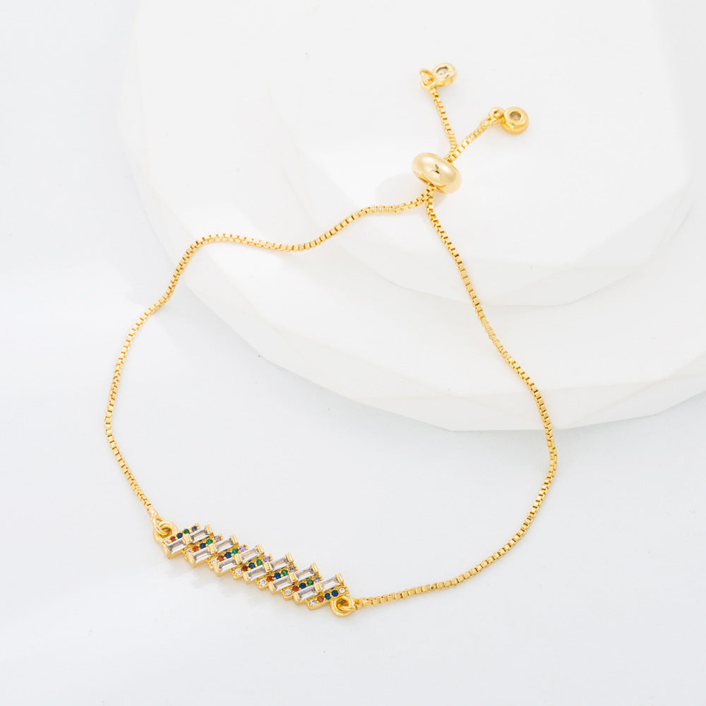 Colorful bracelet with cubic zirconia.